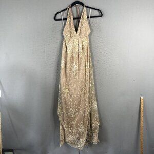 Beginning Boutique Madeline Formal Dress Womens 6 Rose Gold Sequin Gown Fairy